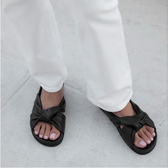 Jenni Kayne Leather Knot Sandals Black Size 38 - Picture 2 of 16